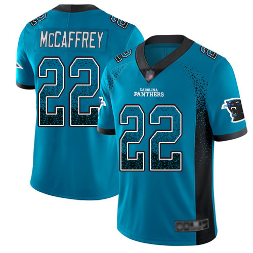 Personalized Panthers #22 Christian McCaffrey Blue Alternate Men’s Stitched Football Limited Rush Drift Fashion Jersey