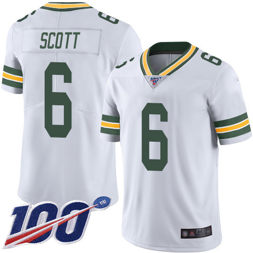 Personalized Packers #6 JK Scott White Men’s Stitched Football 100th Season Limited Jersey