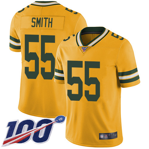 Personalized Packers #55 Za’Darius Smith Yellow Men’s Stitched Football Limited Rush 100th Season Jersey