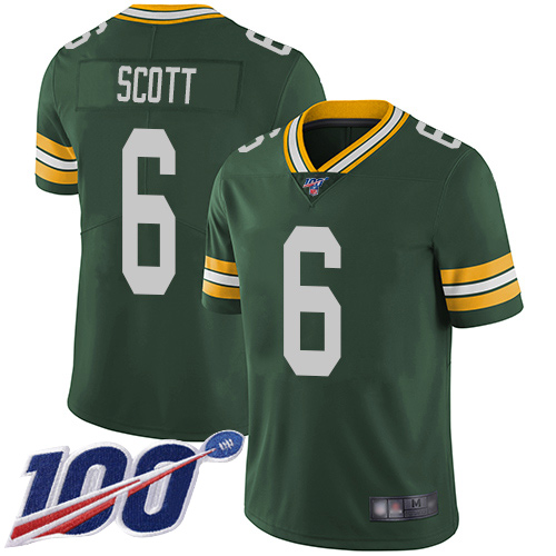 Personalized Packers #6 JK Scott Green Team Color Men’s Stitched Football 100th Season Limited Jersey