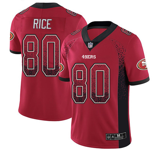 Personalized 49ers #80 Jerry Rice Red Team Color Men’s Stitched Football Limited Rush Drift Fashion Jersey
