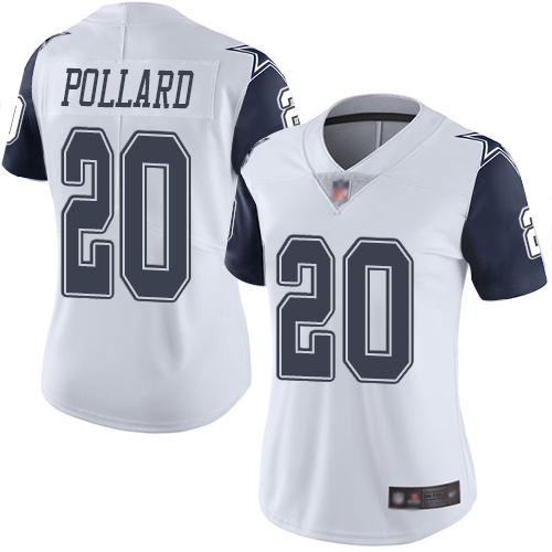Personalized Women Dallas Cowboys #20 Tony Pollard Rush White Untouchable Limited Jersey