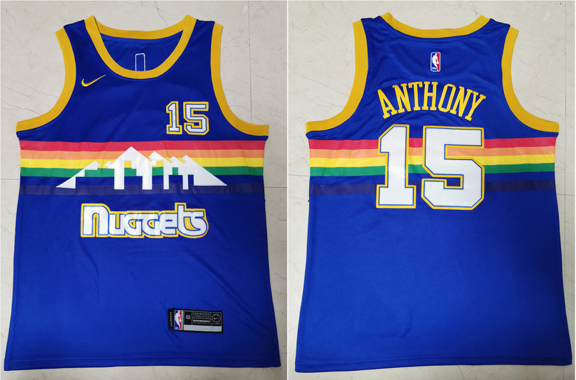 Personalized Nuggets 15 Carmelo Anthony Blue Swingman Jersey