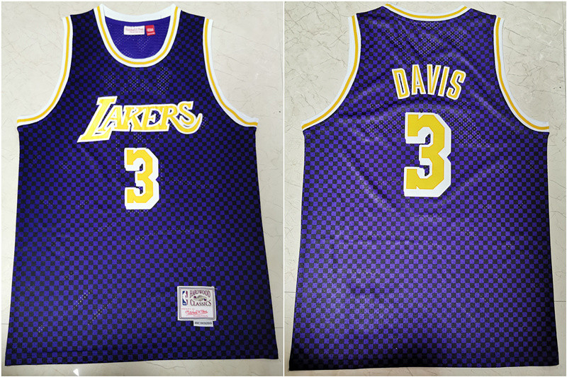 Personalized Lakers 3 Anthony Davis Purple Hardwood Classics Swingman Jersey