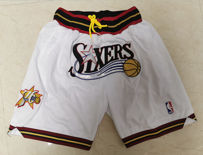 Personalized 76ers White Just Don Throwback Mesh Shorts