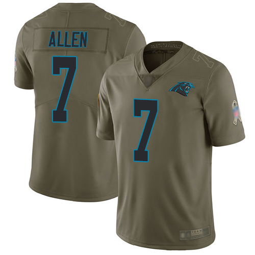 Personalized Panthers #7 Kyle Allen Olive Youth Stitched Football Limited 2017 Salute to Service Jersey
