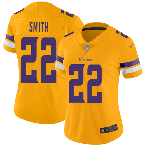 Personalized Vikings #22 Harrison Smith Gold Women’s Stitched Football Limited Inverted Legend Jersey