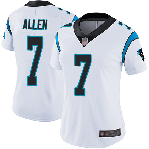 Personalized Panthers #7 Kyle Allen White Women’s Stitched Football Untouchable Limited Jersey