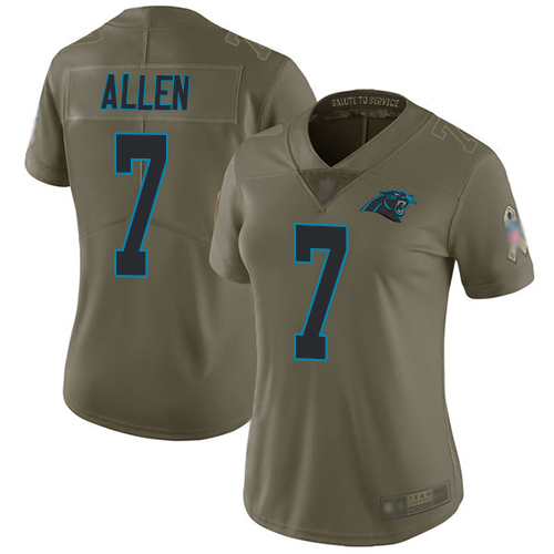 Personalized Panthers #7 Kyle Allen Olive Women’s Stitched Football Limited 2017 Salute to Service Jersey