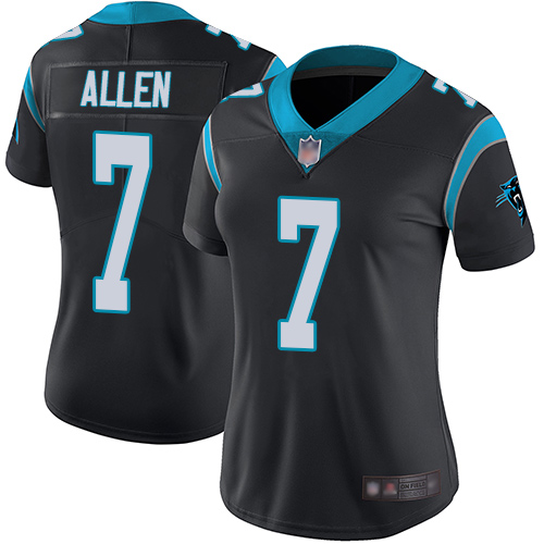 Personalized Panthers #7 Kyle Allen Black Team Color Women’s Stitched Football Untouchable Limited Jersey