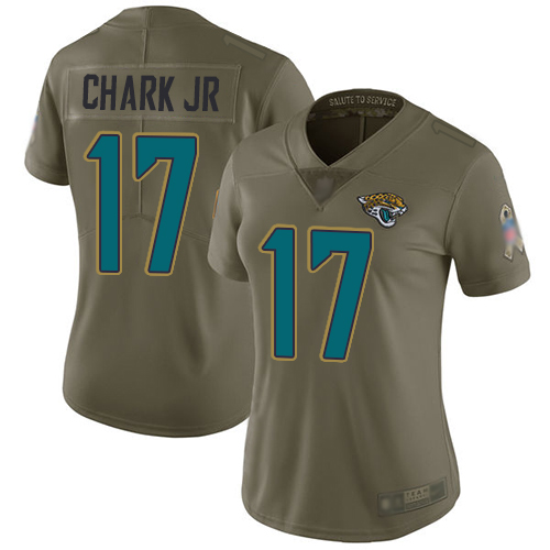 Personalized Jaguars #17 DJ Chark Jr Olive Women’s Stitched Football Limited 2017 Salute to Service Jersey