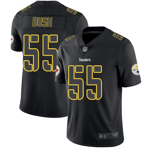 Personalized Steelers #55 Devin Bush Black Men’s Stitched Football Limited Rush Impact Jersey