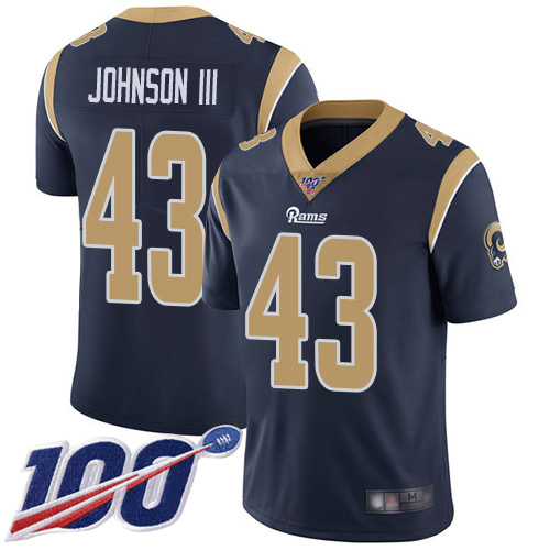 Personalized Rams #43 John Johnson III Navy Blue Team Color Men’s Stitched Football 100th Season Limited Jersey