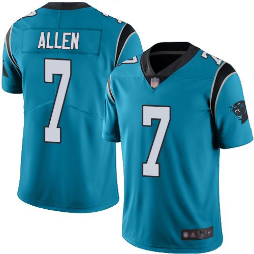 Personalized Panthers #7 Kyle Allen Blue Men’s Stitched Football Limited Rush Jersey