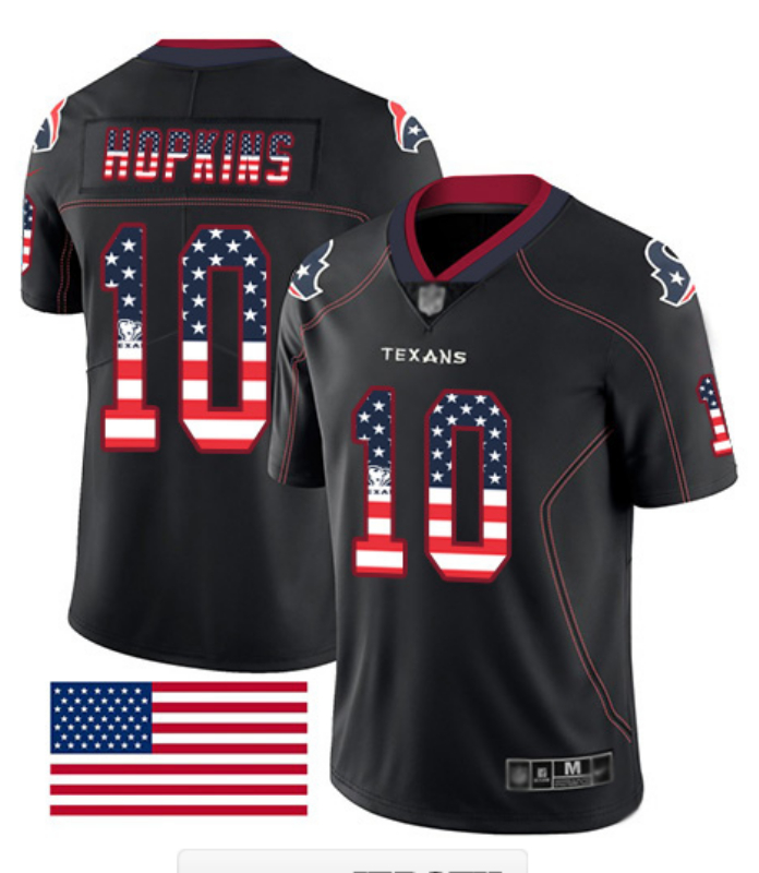 Personalized Texans 10 DeAndre Hopkins Black USA Flash Fashion Limited Jersey