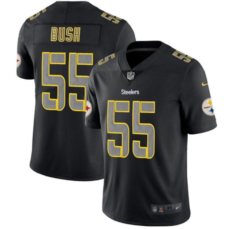Personalized Steelers 55 Devin Bush Black Impact Rush Limited Jersey