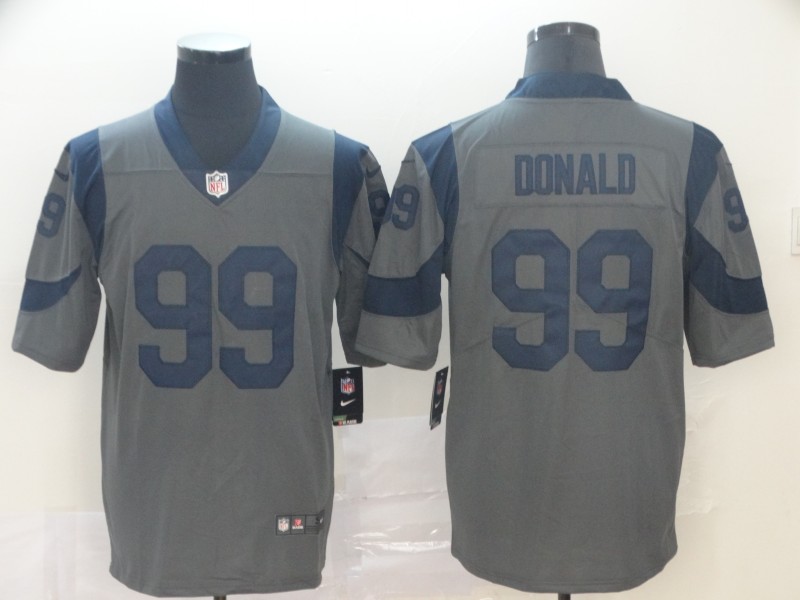 Personalized Rams 99 Aaron Donald Gray Inverted Legend Limited Jersey