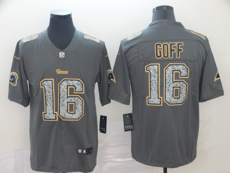Personalized Rams 16 Jared Goff Gray Camo Untouchable Limited Jersey