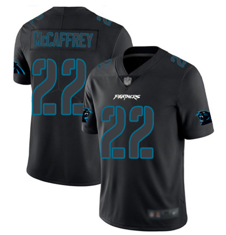 Personalized Panthers 22 Christian McCaffrey Black Impact Rush Limited Jersey