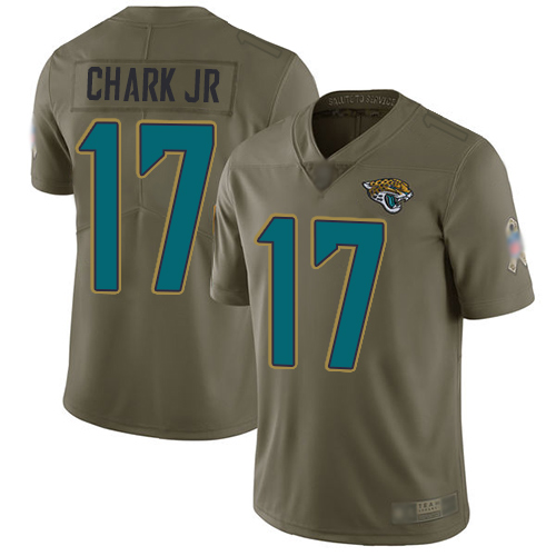 Personalized Jaguars #17 DJ Chark Jr Olive Men’s Stitched Football Limited 2017 Salute To Service Jersey