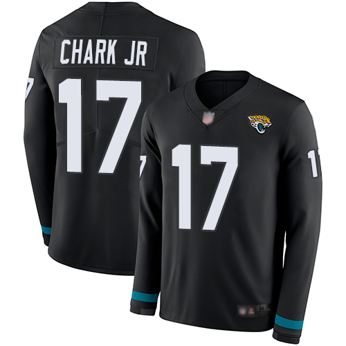 Personalized Jaguars #17 DJ Chark Jr Black Team Color Men’s Stitched Football Limited Therma Long Sleeve Jersey