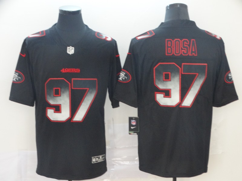Personalized 49ers 97 Nick Bosa Black Arch Smoke Untouchable Limited Jersey