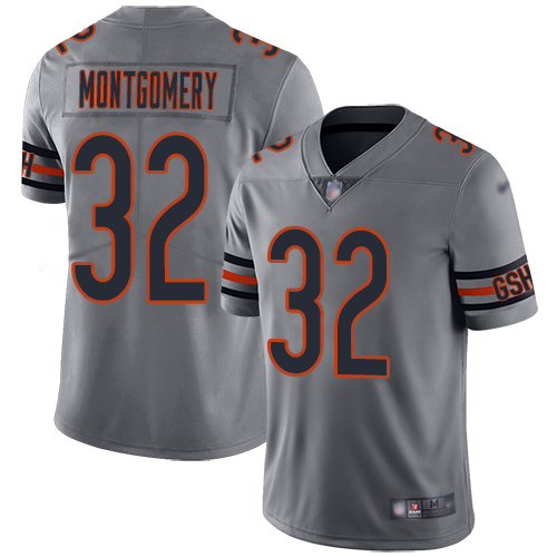 Personalized Bears #32 David Montgomery Silver Men’s Stitched Football Limited Inverted Legend Jersey