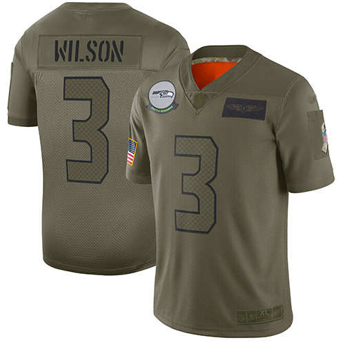 Personalized Seahawks #3 Russell Wilson Camo Men’s Stitched Football Limited 2019 Salute To Service Jersey