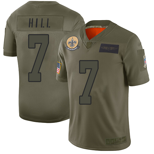 Personalized Saints #7 Taysom Hill Camo Men’s Stitched Football Limited 2019 Salute To Service Jersey