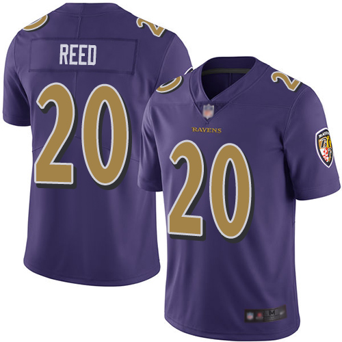 Personalized Ravens #20 Ed Reed Purple Men’s Stitched Football Limited Rush Jersey