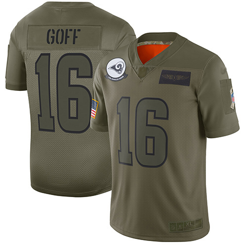 Personalized Rams #16 Jared Goff Camo Men’s Stitched Football Limited 2019 Salute To Service Jersey