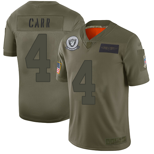 Personalized Raiders #4 Derek Carr Camo Men’s Stitched Football Limited 2019 Salute To Service Jersey