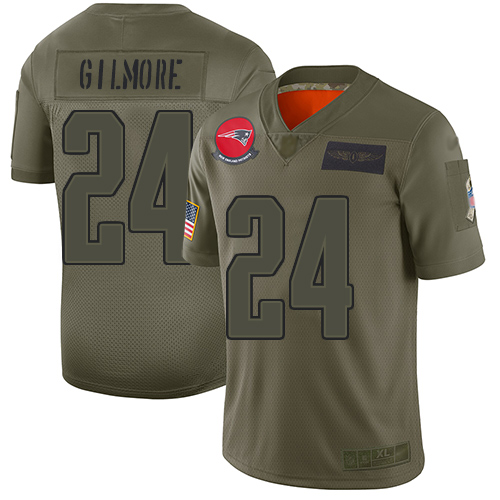 Personalized Patriots #24 Stephon Gilmore Camo Men’s Stitched Football Limited 2019 Salute To Service Jersey