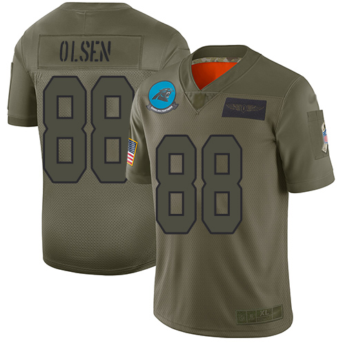 Personalized Panthers #88 Greg Olsen Camo Men’s Stitched Football Limited 2019 Salute To Service Jersey