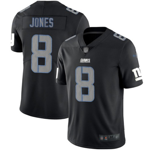 Personalized Giants #8 Daniel Jones Black Men’s Stitched Football Limited Rush Impact Jersey