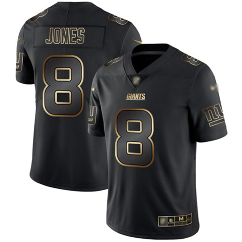 Personalized Giants #8 Daniel Jones Black Gold Men’s Stitched Football Untouchable Limited Jersey