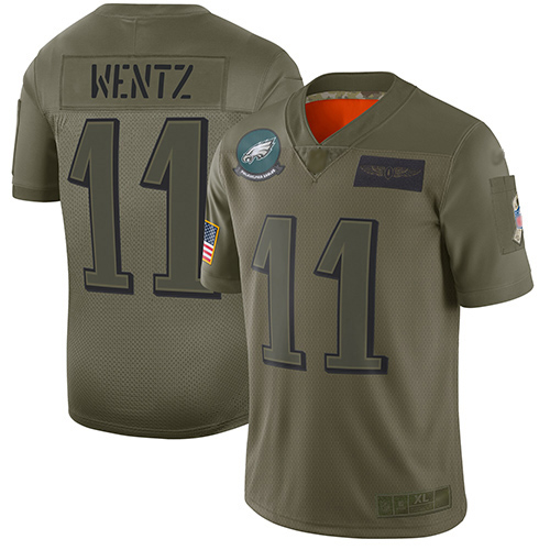 Personalized Eagles #11 Carson Wentz Camo Men’s Stitched Football Limited 2019 Salute To Service Jersey