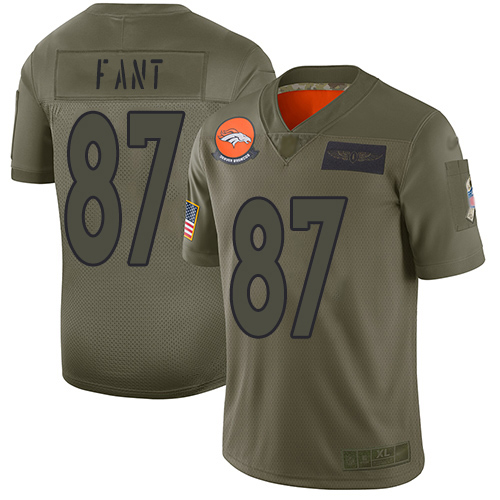 Personalized Broncos #87 Noah Fant Camo Men’s Stitched Football Limited 2019 Salute To Service Jersey
