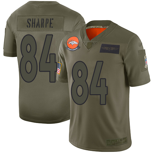 Personalized Broncos #84 Shannon Sharpe Camo Men’s Stitched Football Limited 2019 Salute To Service Jersey