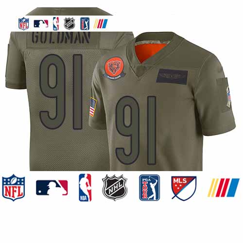 Personalized Bears #91 Eddie Goldman Camo Men’s Stitched Football Limited 2019 Salute To Service Jersey