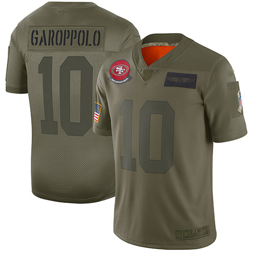 Personalized 49ers #10 Jimmy Garoppolo Camo Men’s Stitched Football Limited 2019 Salute To Service Jersey