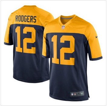 Personalized Men Green Bay Packers #12 Aaron Rodgers Navy Blue NFL New Limited Jersey