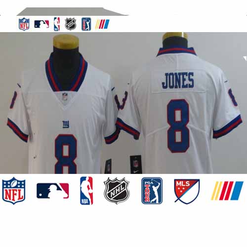 Personalized Youth Giants 8 Daniel Jones White Youth Color Rush Limited Jersey