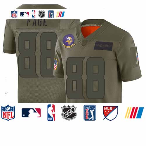 Personalized Vikings #88 Alan Page Camo Men’s Stitched Football Limited 2019 Salute To Service Jersey