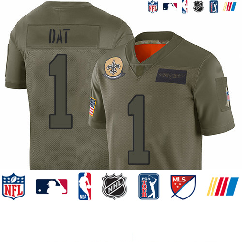 Personalized Saints #1 Who Dat Camo Men’s Stitched Football Limited 2019 Salute To Service Jersey