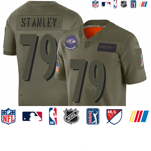 Personalized Ravens #79 Ronnie Stanley Camo Men’s Stitched Football Limited 2019 Salute To Service Jersey