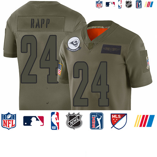 Personalized Rams #24 Taylor Rapp Camo Men’s Stitched Football Limited 2019 Salute To Service Jersey