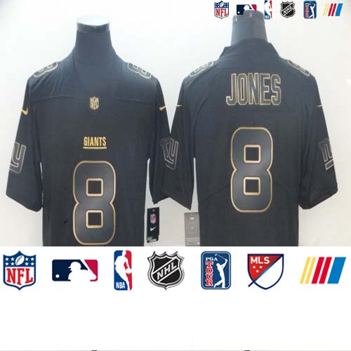 Personalized Giants 8 Daniel Jones Black Gold Untouchable Limited Jersey