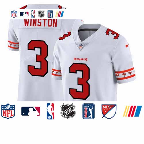 Personalized Buccaneers 3 Jameis Winston White 2019 New Untouchable Limited Jersey