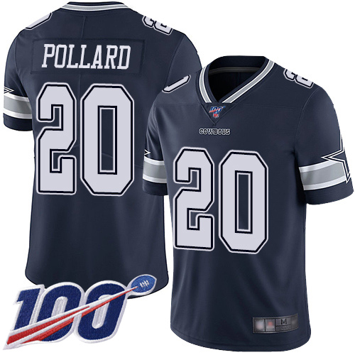 Personalized Cowboys #20 Tony Pollard Navy Blue Team Color Youth Stitched Football 100th Season Limited Jersey